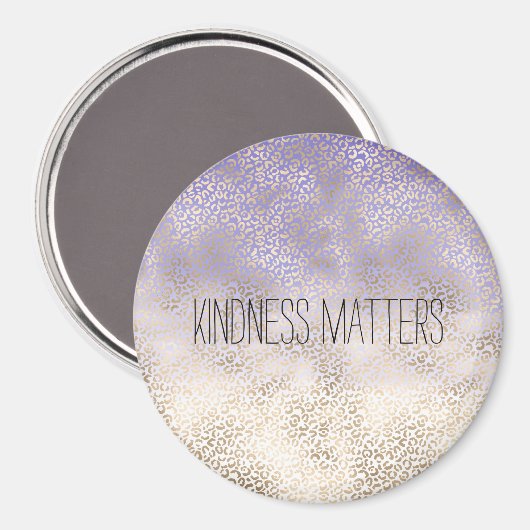 パープルガーリー金ゴールドグラデーションヒョウ印刷 マグネット (正面/裏面)