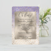 パープルガーリー金ゴールドグラデーションヒョウ印刷 招待状 (スタンド正面)