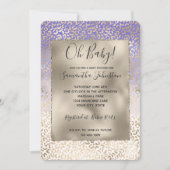 パープルガーリー金ゴールドグラデーションヒョウ印刷 招待状 (正面)