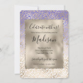 パープルガーリー金ゴールドグラデーションヒョウ印刷 招待状 (正面)