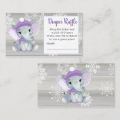 パープルガールエレファントおむつラッフルチケット素朴 エンクロージャーカード (正面/裏面)