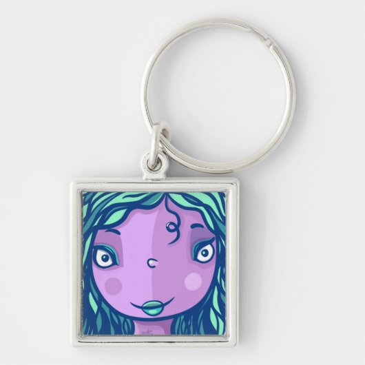 パープルガールキャラクターポートレート キーホルダー (正面)