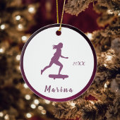 パープルガールスケータースケートで滑るキッズ名かわいい&かわいらしB セラミックオーナメント
