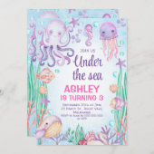 パープルガールズアンダーザシータコ誕生日 招待状 (正面/裏面)