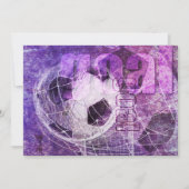 パープルガールズサッカーパーティの招待状 招待状 (正面)