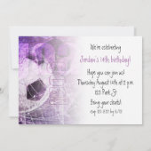 パープルガールズサッカーパーティの招待状 招待状 (裏面)