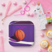 パープルガールズバースデーパーティーバスケットボール ペーパープレート (パーティー)