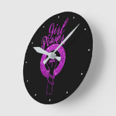 パープルガールパワーラウンドクロック ラウンド壁時計 (傾斜)