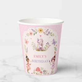 パープルガールフェアリーガーデン1歳の誕生日パーティー 紙コップ