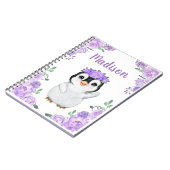 パープルガールペンギンフローラスパイラルフォトノートブック ノートブック (左側)