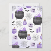 パープルガールAベビーはハロウィーンシャワーを醸造している 招待状 (裏面)