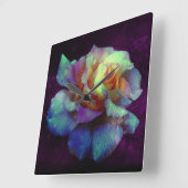 パープルキスターコイズバラウォールクロック スクエア壁時計 (傾斜)