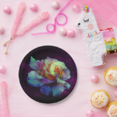 パープルキスターコイズバラ紙プレート ペーパープレート (パーティー)