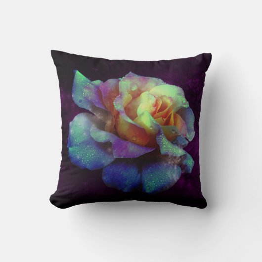 パープルキスターコイズバラ装飾用クッション クッション (正面)