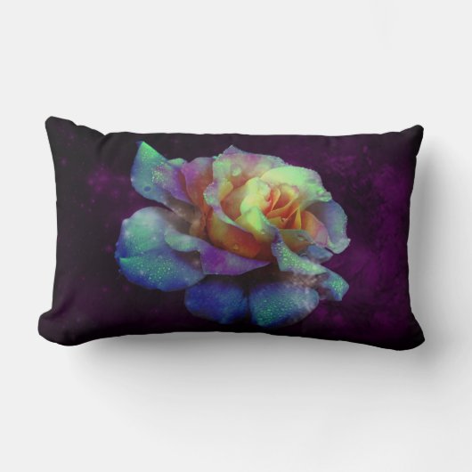 パープルキスターコイズバラ装飾用クッション ランバークッション (正面)
