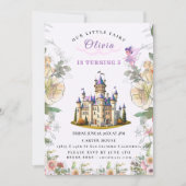 パープルキャッスルフェアヤテール誕生日テーマウィアフェアリー 招待状 (正面)