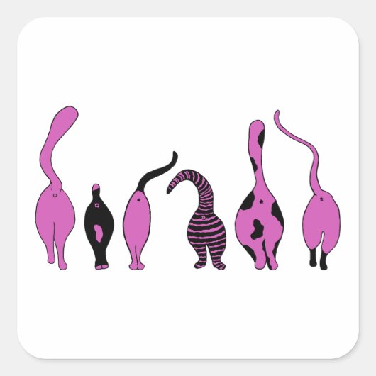 パープルキャットお尻 スクエアシール (正面)