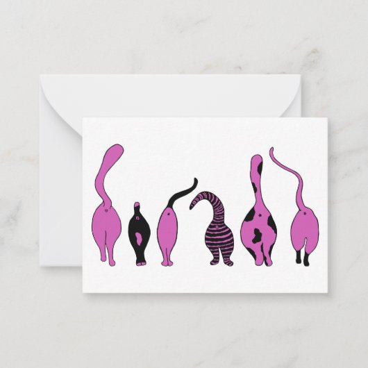 パープルキャットお尻 ノートカード (正面)