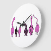 パープルキャットお尻 ラージ壁時計 (傾斜)