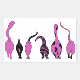 パープルキャットお尻 長方形シール