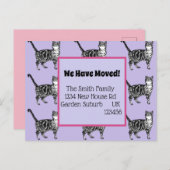 パープルキャットの新しい住所はがき、移動する ポストカード (正面/裏面)