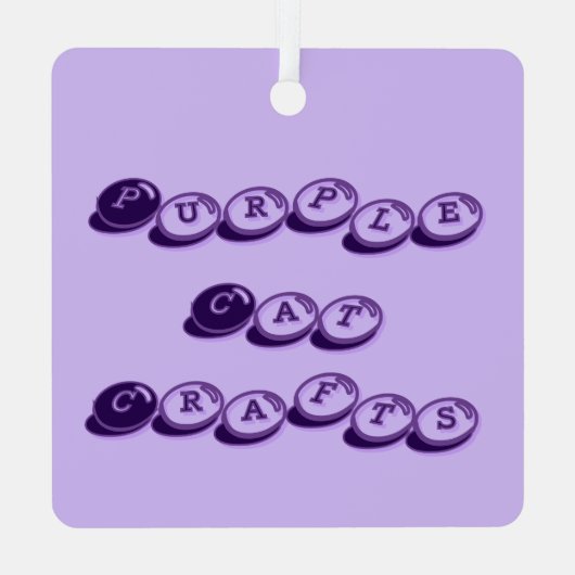 パープルキャットスタイリッシュ メタルオーナメント (裏面)