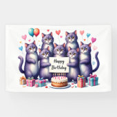 パープルキャット誕生祝いイラストレーション 横断幕 (横)