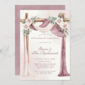 パープルキャノピー花模様ブリデスメイドランチョン招待状 (正面/裏面)