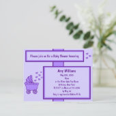 パープルキャリッジ&ハートシャワー招待状 インビテーションポストカード (スタンド正面)