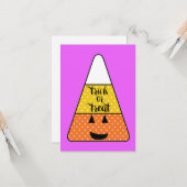 パープルキャンディーコーントリック/ハロウィンのトリート カード (正面/裏面インサイチュ)