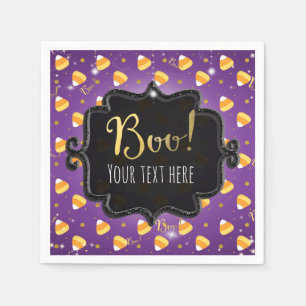 パープルキャンディーコーン&金ゴールドドッお洒落トハロウィン スタンダードカクテルナプキン