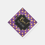 パープルキャンディーコーン&金ゴールドドッお洒落トハロウィン スタンダードカクテルナプキン (角)