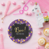 パープルキャンディーコーン&金ゴールドドッお洒落トハロウィン ペーパープレート (パーティー)