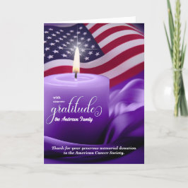 パープルキャンドルとフラッグ追悼記念品 サンキューカード