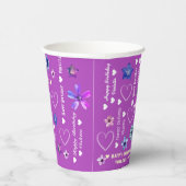 パープルキュートガーリーフローラ名ハッピーバースデー 紙コップ (右)