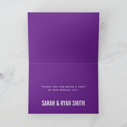 パープルキュートハートウェディングサンキューカード サンキューカード (内部)