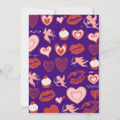 パープルキュートピンクハート49歳の誕生日招待状 招待状 (裏面)