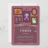 パープルキュート不気味ギャラリーハロウィーン誕生日 招待状 (正面)