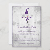 パープルキュート雪だるまクリスマスパーティの招待状 招待状 (裏面)