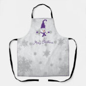 パープルキュート雪だるまホリデーエプロン エプロン (正面)
