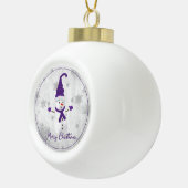 パープルキュート雪だるまホリデーオーナメント セラミックボールオーナメント (右)