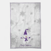 パープルキュート雪だるまホリデーキッチンタオル キッチンタオル (縦)