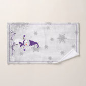 パープルキュート雪だるまホリデータオルセット バスタオルセット (ハンドタオル)