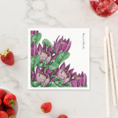 パープルキングプロテアウォーターカラーアート スタンダードカクテルナプキン (インサイチュ)