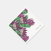 パープルキングプロテアウォーターカラーアート スタンダードカクテルナプキン (角)