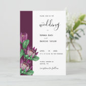 パープルキングプロテアウォーターカラーアート 招待状 (スタンド正面)