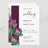 パープルキングプロテアウォーターカラーアート 招待状 (正面/裏面)