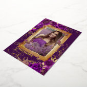 パープルキンセアニェラフォトバラ金ゴールド蝶 箔招待状 (回転した状態)