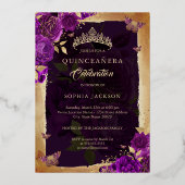 パープルキンセアニェラフォトバラ金ゴールド蝶 箔招待状 (裏面)