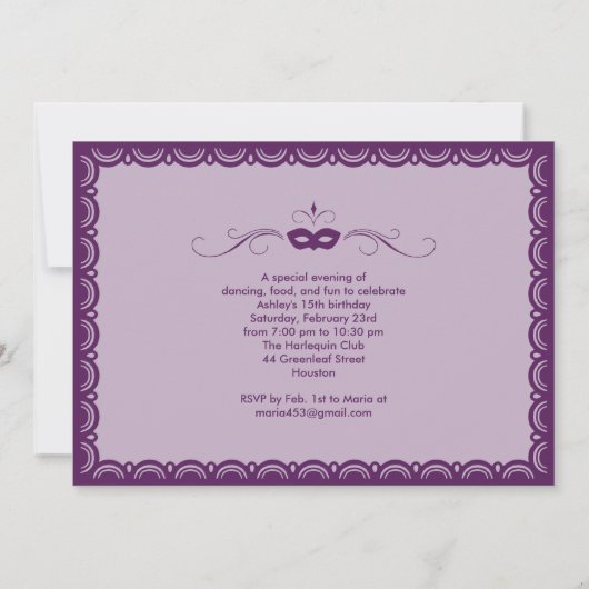 パープルキンセアニェラ仮装招待状 招待状 (裏面)